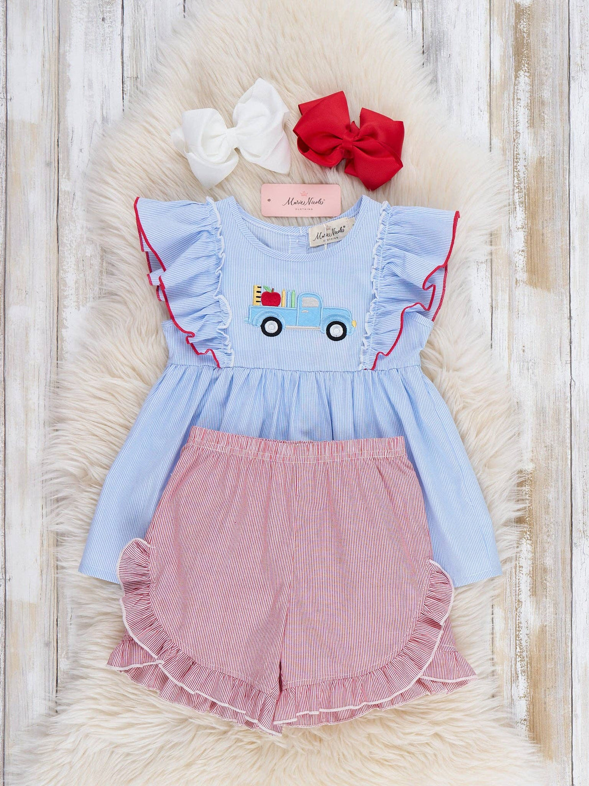 School Road Trip Embroidered 100% Cotton Outfit: L(4yrs)