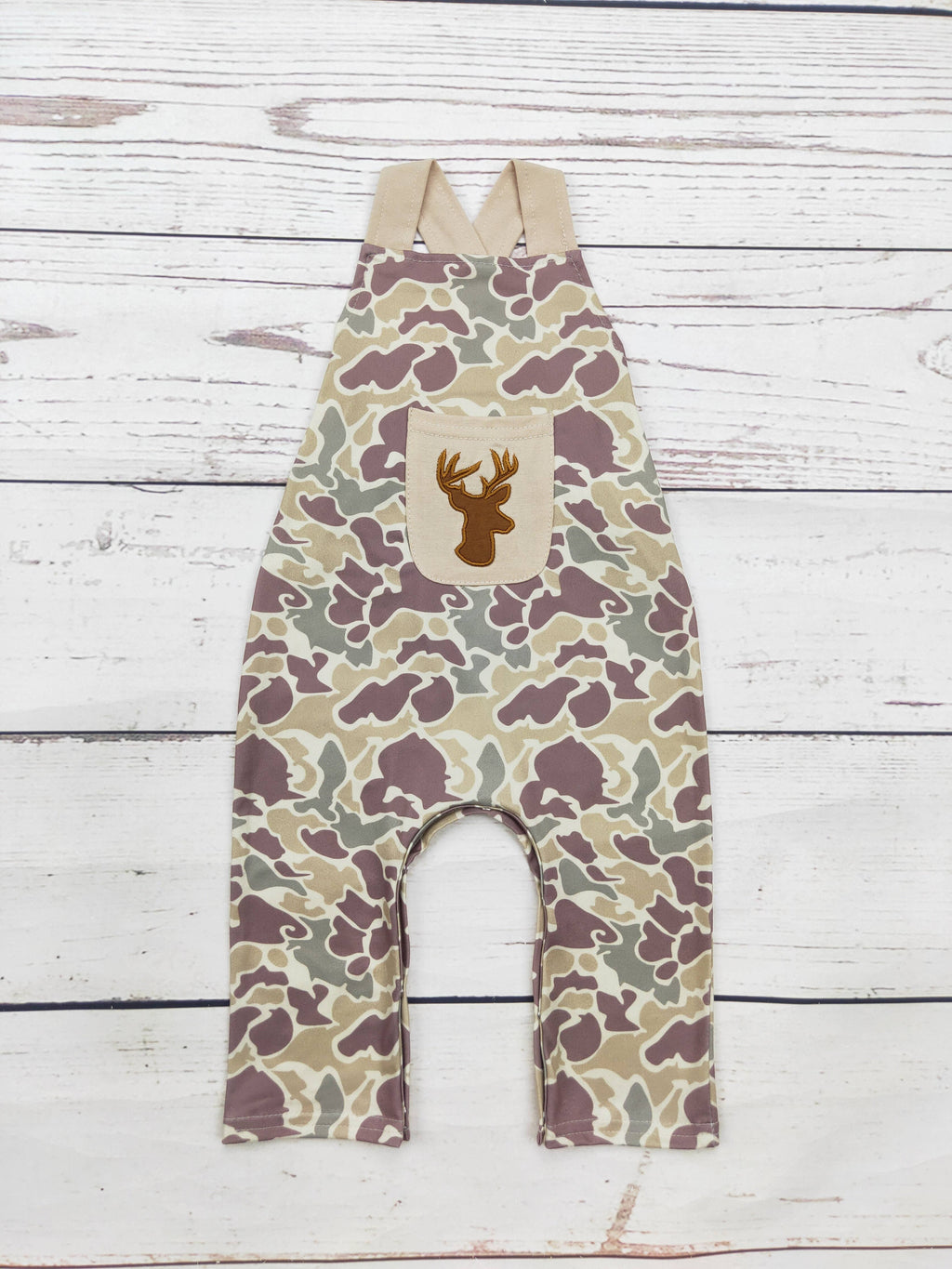 Baby Boy Camouflage Deer Appliqué Jumpsuit: 2T