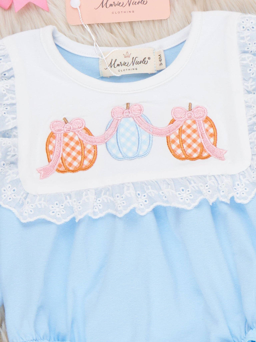 Pumpkin Patch Days Embroidered Romper: 0/3MOS