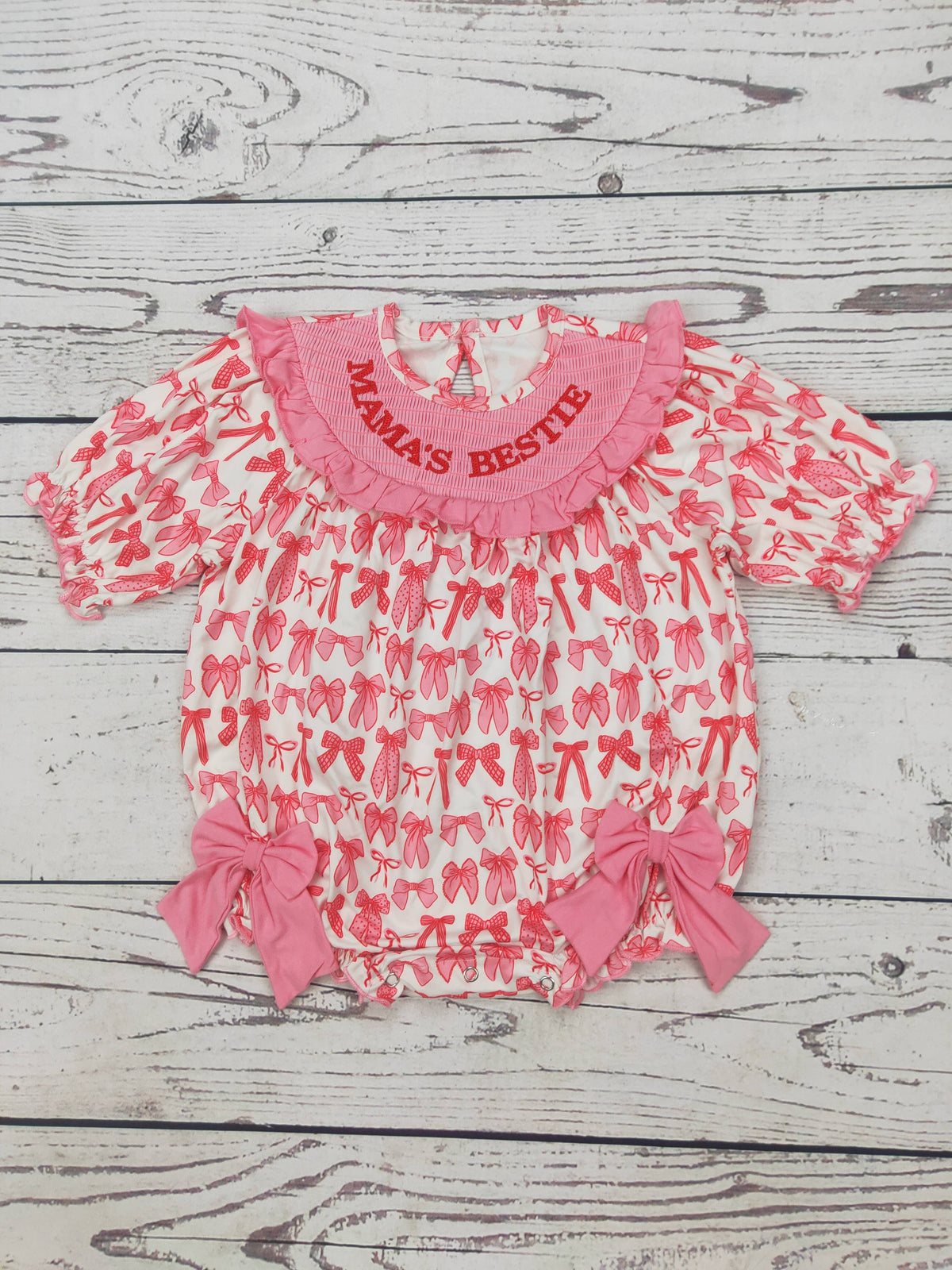 Mama's Bestie Smocked Bubble: 0-3M