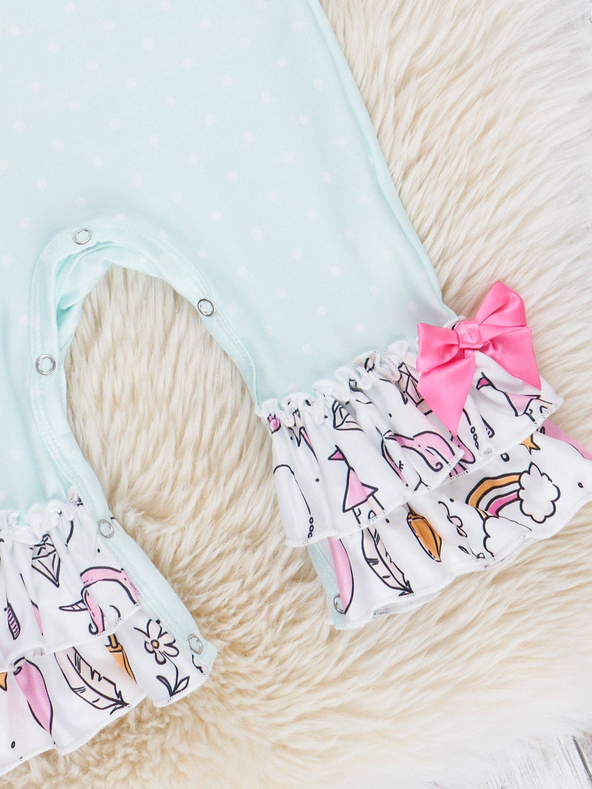 Pink & Light Blue Princess Carriage Ruffle Romper: 0/3MOS