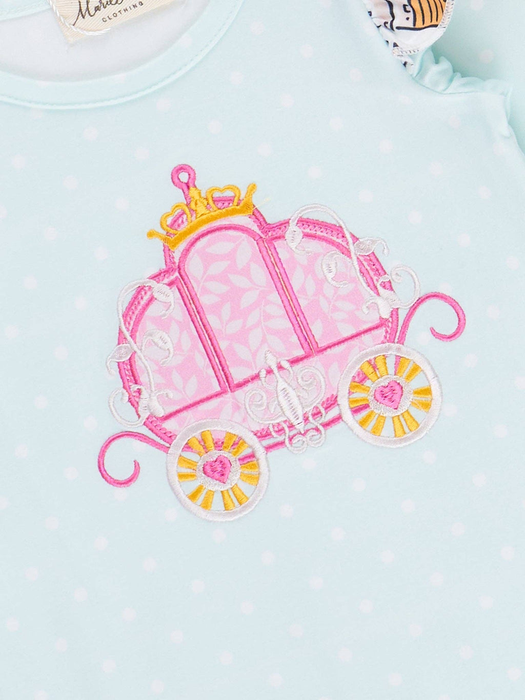 Pink & Light Blue Princess Carriage Ruffle Romper: 0/3MOS