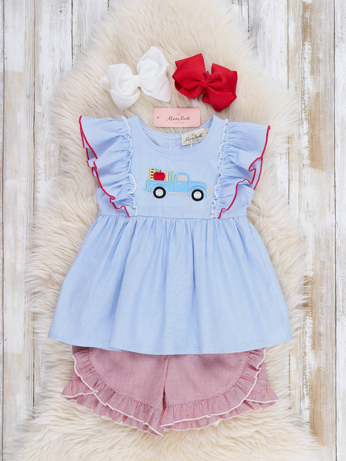 School Road Trip Embroidered 100% Cotton Outfit: L(4yrs)