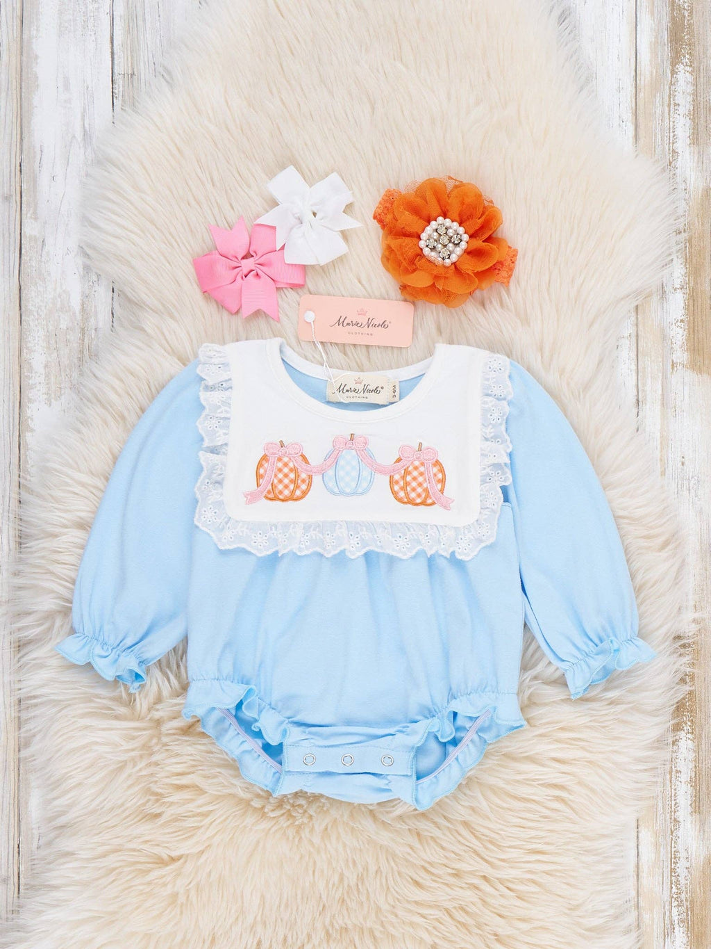Pumpkin Patch Days Embroidered Romper: 0/3MOS